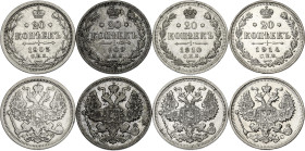 Russia 4 x 20 Kopeks 1903 - 1914
