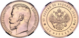 Russia 37,5 Roubles / 100 Francs 1902 (1991) Restrike RNGA MS69