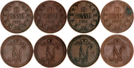 Russia - Finland 4 x 10 Pennia 1914 - 1916