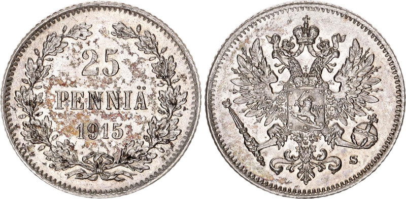 Russia - Finland 25 Pennia 1915 S

Bit# 420, KM# 6, N# 21085; Silver 1.25 g.; ...