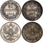 Russia - Finland 2 x 50 Pennia 1916 - 1917 S