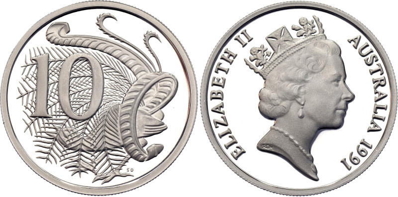Australia 10 Cents 1991

KM# 81a, N# 160456; Silver 6.52 g., Proof; Elizabeth ...