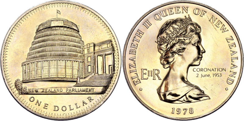 New Zealand 1 Dollar 1978

KM# 47, N# 12408; Copper-nickel; Elizabeth II; 25th...