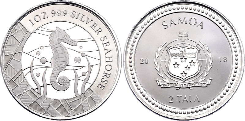 Samoa 2 Tala 2018

KM# 469, N# 147804; Silver 31.30 g.; Samoa Seahorse; Scotts...