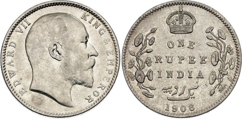 British India 1 Rupee 1906 B

KM# 508, N# 3722; Silver 11.59 g.; Edward VII; B...