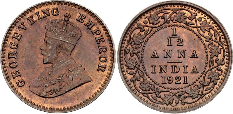 British India 1/12 Anna 1921

KM# 509, N# 1110; Bronze; George V; UNC with red...