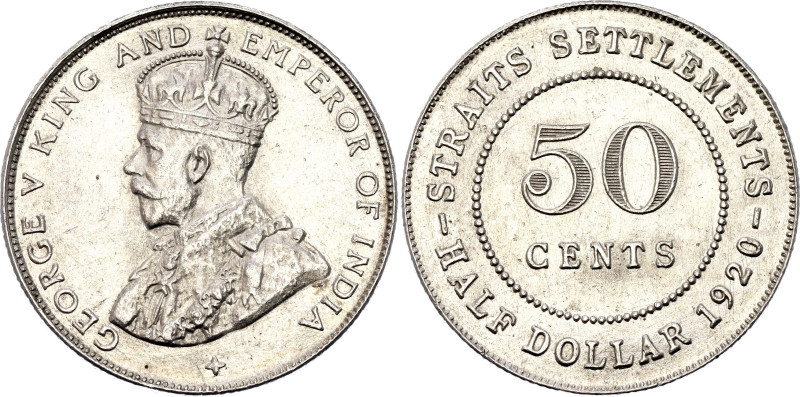 Straits Settlements 50 Cents 1920

KM# 35.1, N# 12778; Silver 8.41 g.; George ...