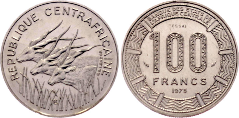 Central African States 100 Francs CFA 1975 Essai

KM# E4, N# 176154; Nickel; M...