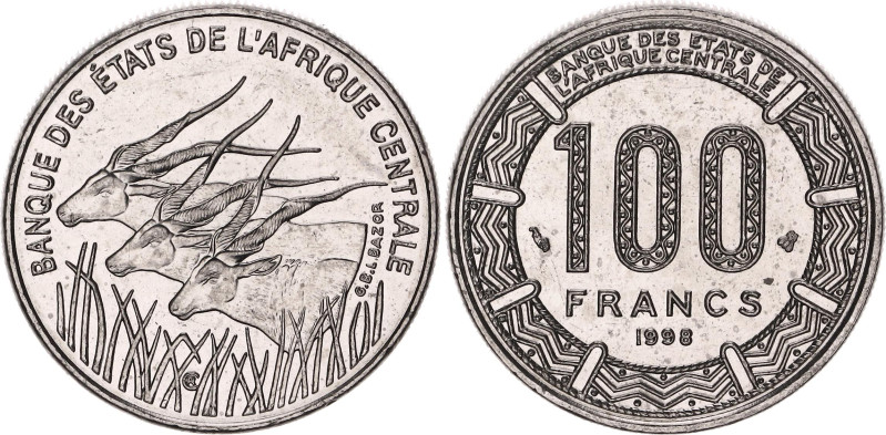 Central African States 100 Francs 1998

KM# 13, N# 1805; Nickel; Paris Mint; U...