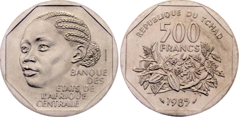 Chad 500 Francs 1985 Essai

KM# E6, N# 66939; Copper-nickel; Mintage 1700 pcs....