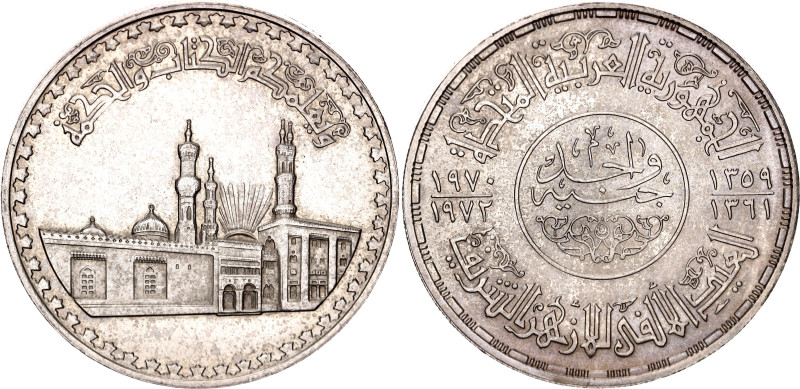 Egypt 1 Pound 1970 AH 1359

KM# 424, N# 18474; Silver 24.88 g.; 1000th Anniver...