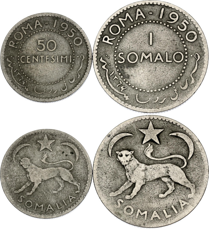 Italian Somaliland 50 Centesimi - 1 Somalo 1950

KM# 4 - 5; Billon; Trust Terr...