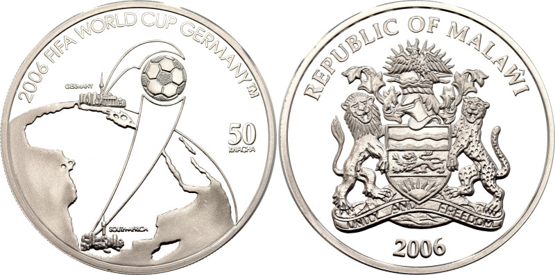 Malawi 50 Kwacha 2006

KM# 108, N# 173889; Silver 20.00 g., Proof; 2006 FIFA W...