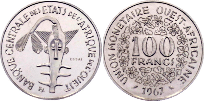 West African States 100 Francs 1967 Essai

KM# E4, N# 119932; Nickel; Mintage ...