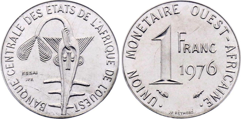 West African States 1 Franc CFA 1976 Essai

KM# E8, N# 119924; Steel; Mintage ...