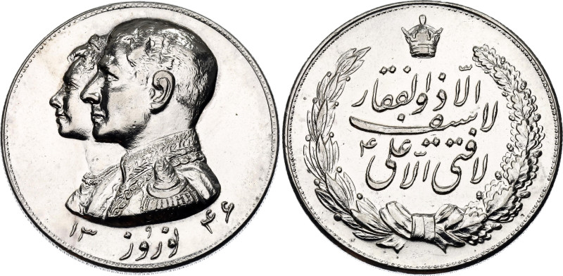 Iran Silver Medal "New Year's" 1967 SH 1346

Silver 21.69 g., 36.2 mm; Mohamma...