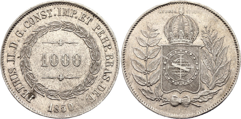 Brazil 1000 Reis 1850

KM# 459, N# 36148; Silver; Pedro II; XF-