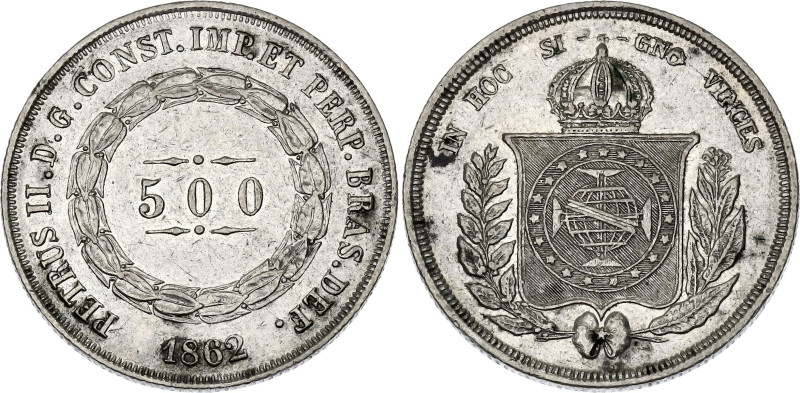 Brazil 500 Reis 1862

KM# 464, N# 3673; Silver; Pedro II; XF