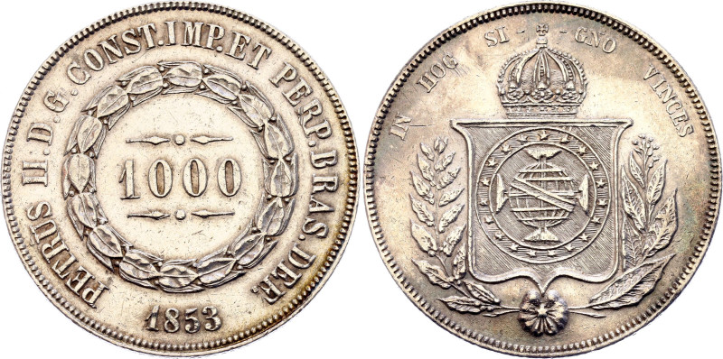 Brazil 1000 Reis 1853

KM# 465, N# 3671; Silver; Pedro II; XF