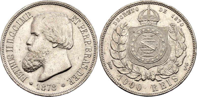 Brazil 1000 Reis 1878

KM# 481, N# 22101; Silver 12.75 g.; Pedro II; XF/AUNC