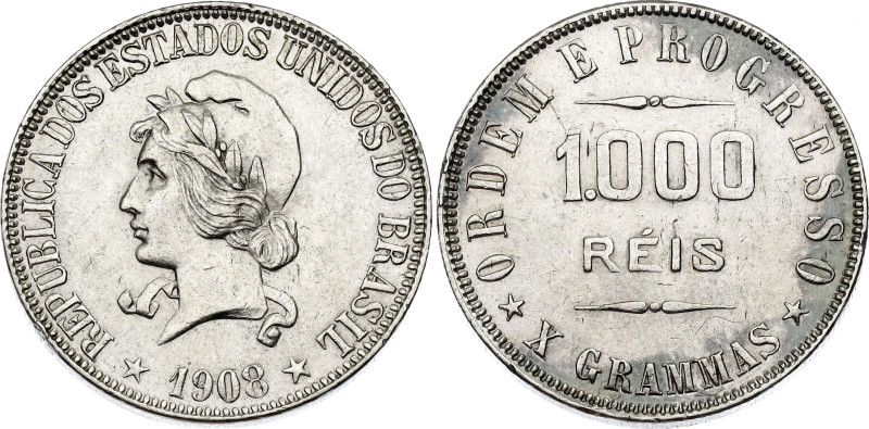 Brazil 1000 Reis 1908

KM# 507, N# 14484; Silver; XF+