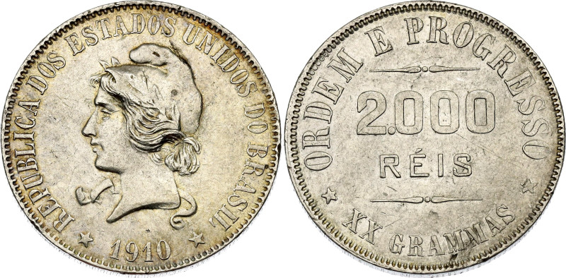 Brazil 2000 Reis 1910

KM# 508, N# 14489; Silver; XF+