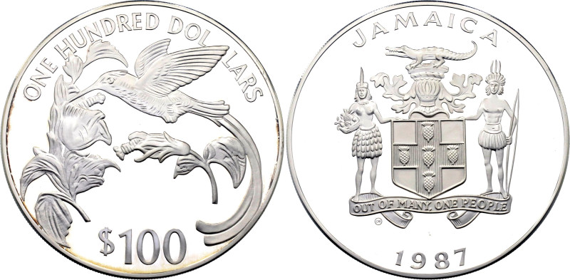 Jamaica 100 Dollars 1987

KM# 139, N# 219085; Silver (.925) 136.08 g., 63 mm.,...