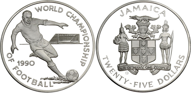 Jamaica 25 Dollars 1990

KM# 142, Schön# 105, N# 145344; Silver 23.10 g., Proo...