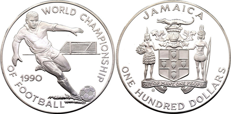 Jamaica 100 Dollars 1990 CHI

KM# 143, N# 219362; Silver 135.57 g., Proof; Eli...