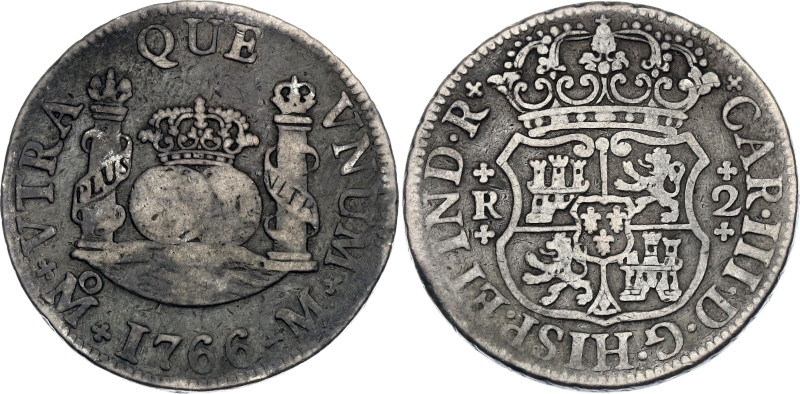 Mexico 2 Reales 1766 Mo

KM# 87, N# 53708; Silver; Charles III; VF+