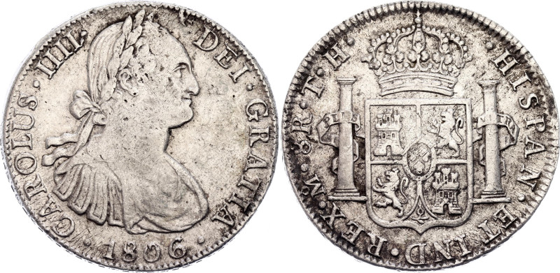 Mexico 8 Reales 1806 Mo TH

KM# 109, N# 18852; Silver 26.86 g.; Carlos IV; Mex...