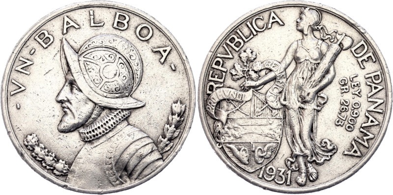 Panama 1 Balboa 1931

KM# 13, N# 18304; Silver 26.73 g.; San Francisco Mint; X...