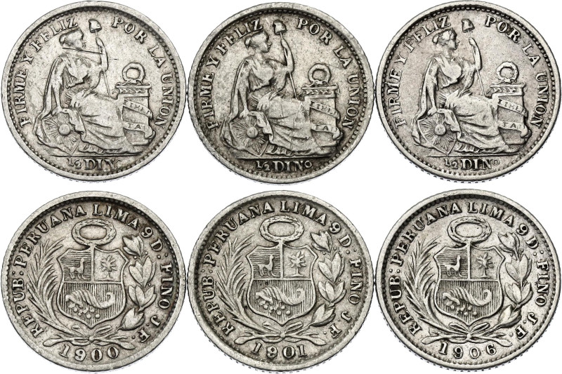 Peru 3 x 1/2 Dinero 1900 - 1906 JF

KM# 206.2, N# 5413; Silver; VF/XF