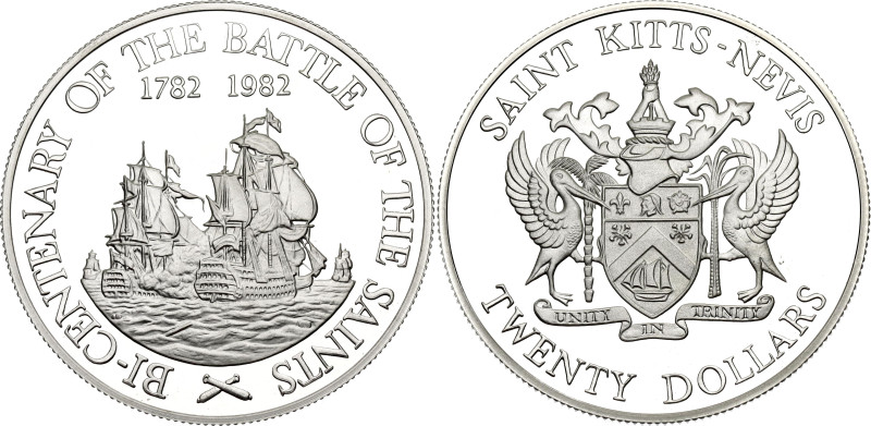 Saint Kitts & Nevis 20 Dollars 1982

KM# 4a, N# 54299; Silver 28.06 g., Proof;...