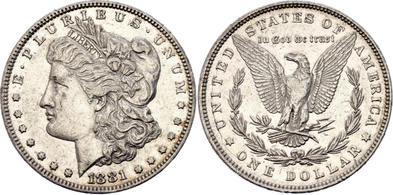 United States 1 Dollar 1881

KM# 110, N# 1492; Silver; "Morgan Dollar"; XF+