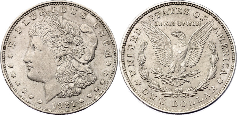 United States 1 Dollar 1921

KM# 110, N# 1492; Silver; "Morgan Dollar"; Philad...