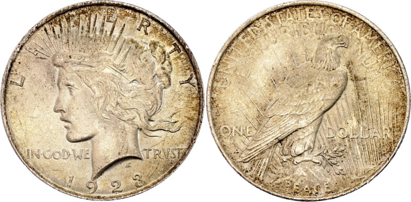 United States 1 Dollar 1923

KM# 150, N# 5580; Silver 26.74 g.; "Peace Dollar"...