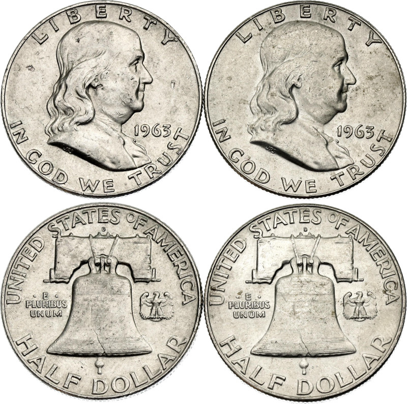 United States 2 x 1/2 Dollar 1963 D

KM# 199, Schön# 200, N# 2835; Silver., To...