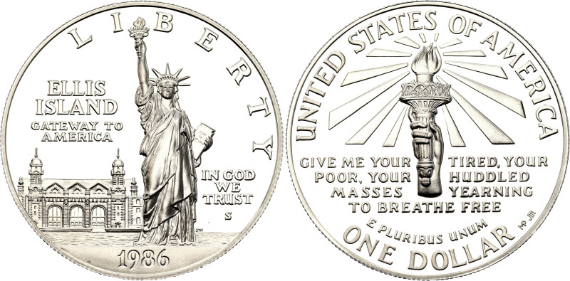 United States 1 Dollar 1986 S

KM# 214, N# 16326; Silver 26.95 g., Proof; Stat...