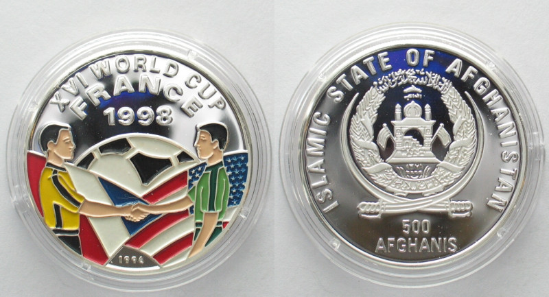 AFGHANISTAN 500 Afghanis 1996 SOCCER WORLD CUP silver COLORED. KM# 1029.