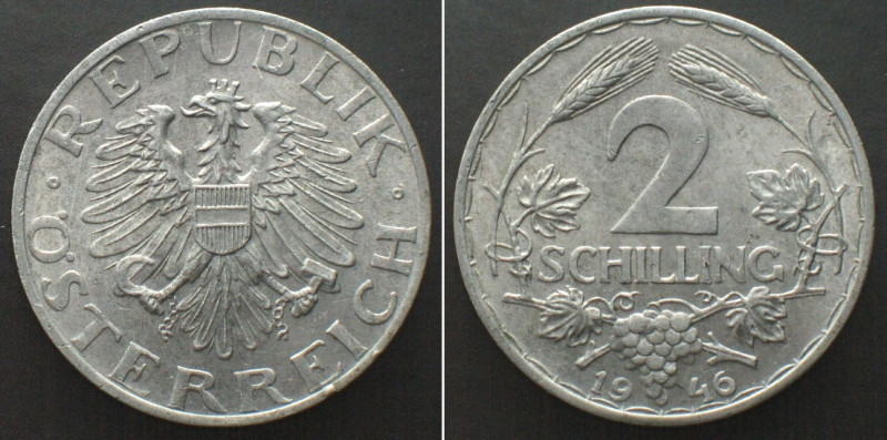 ÖSTERREICH. 2 Schilling 1946, unz-! KM# 2872. Winziger Randfehler / Tiny edge ni...