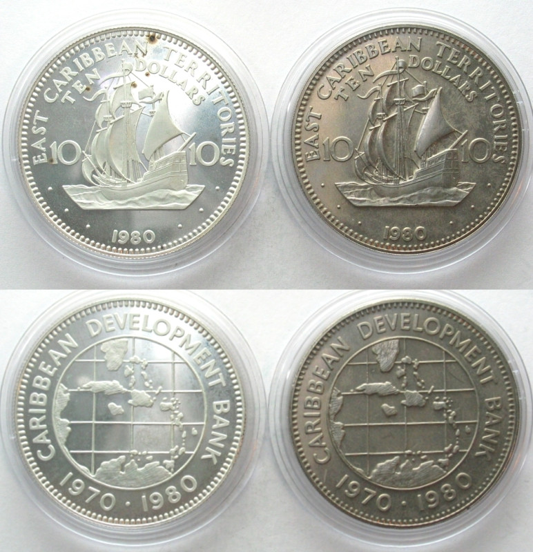 EAST CARIBBEAN STATES. 10 Dollars 1981, F.A.O., silver Proof & Cu-Ni Prooflike. ...