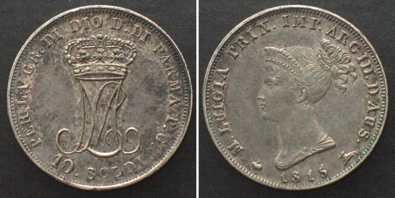 PARMA 10 Soldi 1815 MARIA LUIGIA silver UNC-! KM# 27.