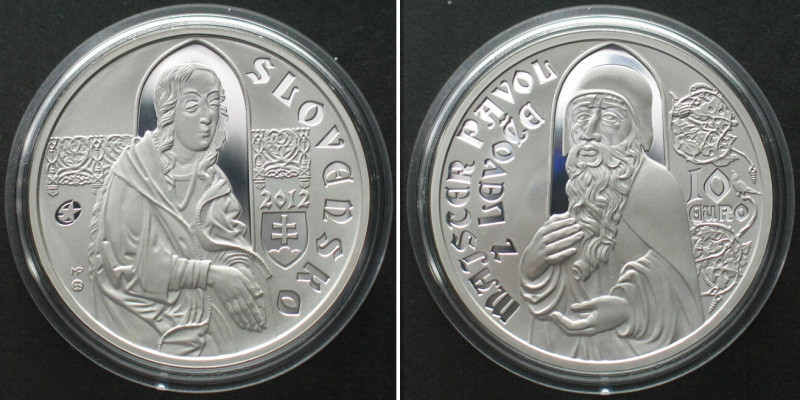 SLOVAKIA. 10 Euro 2012, Master Pavol of Levoca, silver Proof. KM# 122