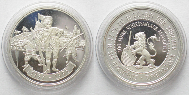 ALBISGÜTLI (ZURICH) 20 Francs 1998, SHOOTING FESTIVAL, silver, Proof, Häberling ...