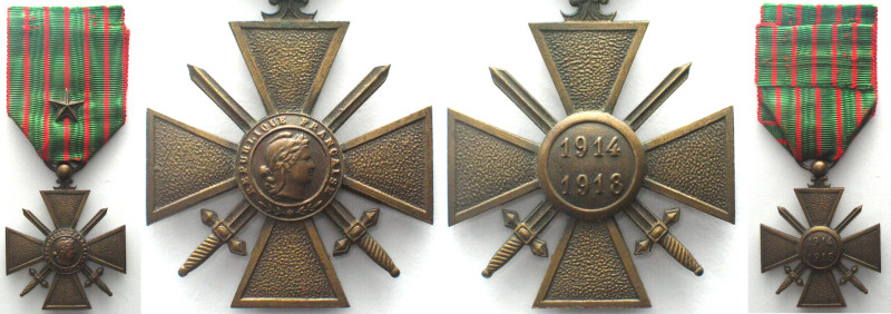 FRANCE. Croix de guerre, 1914-1918, 4e modèle, une etoile