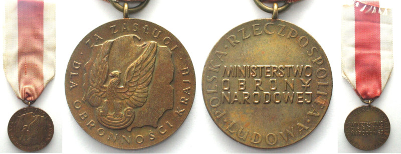 POLAND. Bronze Medal for Merit for National Defense 1966, with ribbon