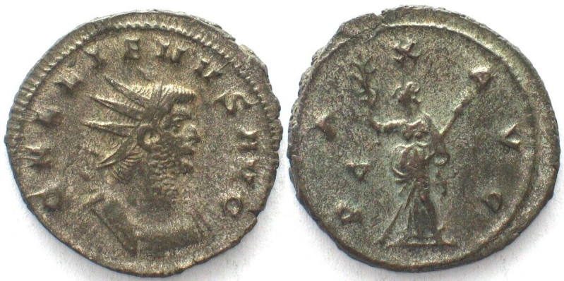 GALLIENUS. AR Antoninianus 257-258, PAX AVG, Rome mint, AU! RIC 256. A well stru...