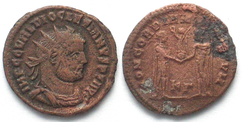 DIOCLETIAN (284-305). AE radiate fraction, 295-299, КГ, Cyzicus mint, CONCORDIA ...