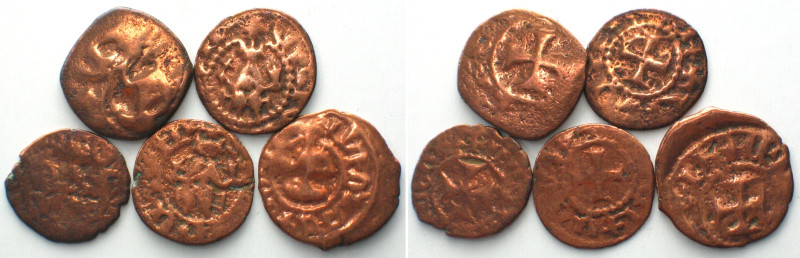 CILICIAN ARMENIA. Bulk of 5 coins, 14th century